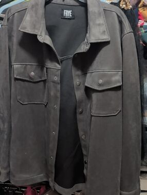 Frye Charcoal Gray Suede Shirt Jacket